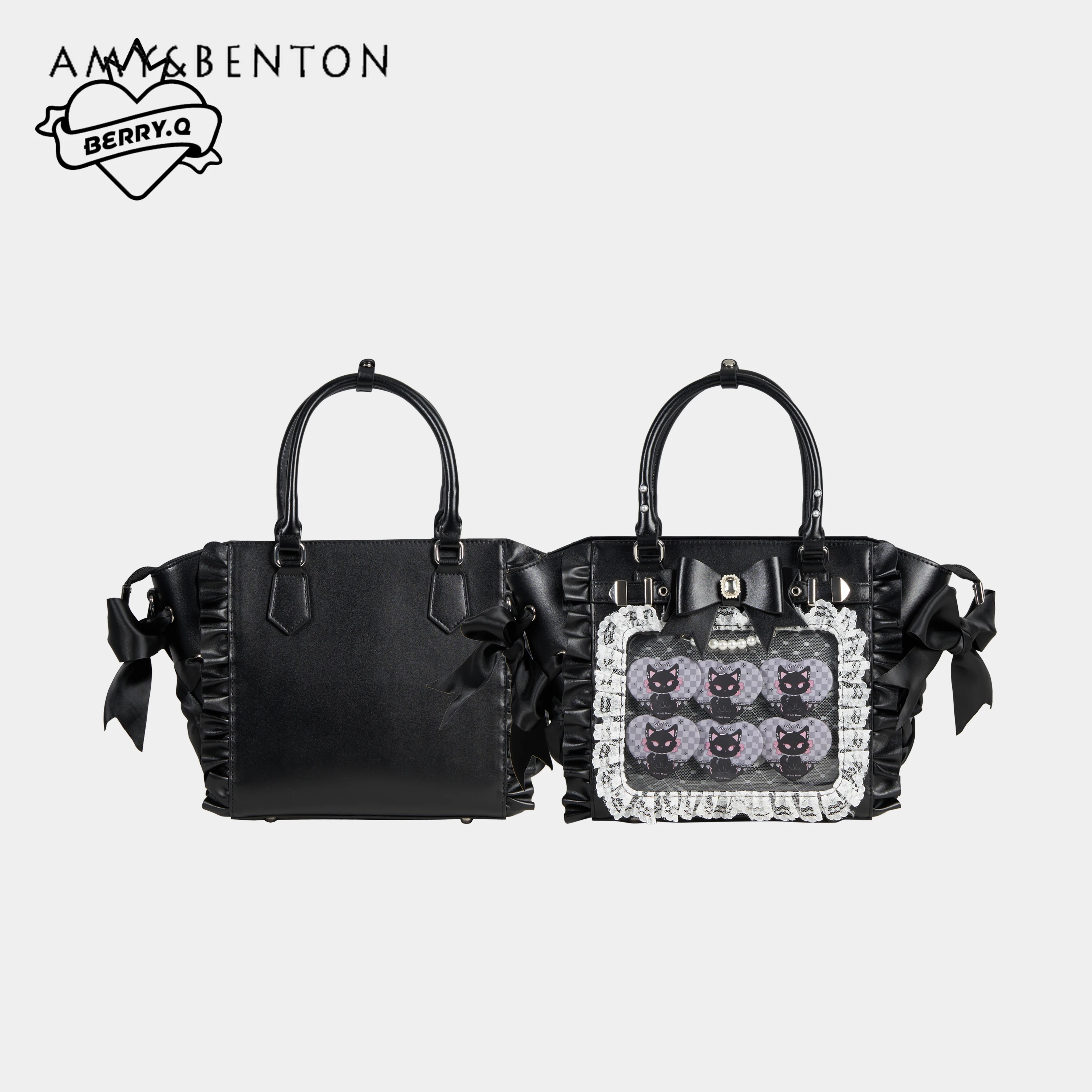 Elegant Temperament Fairy Lace Rhinestone Bow Handbag Itabag Japanese Mine Series Mass-produced Ruffle Edge Shoulder Bag Female