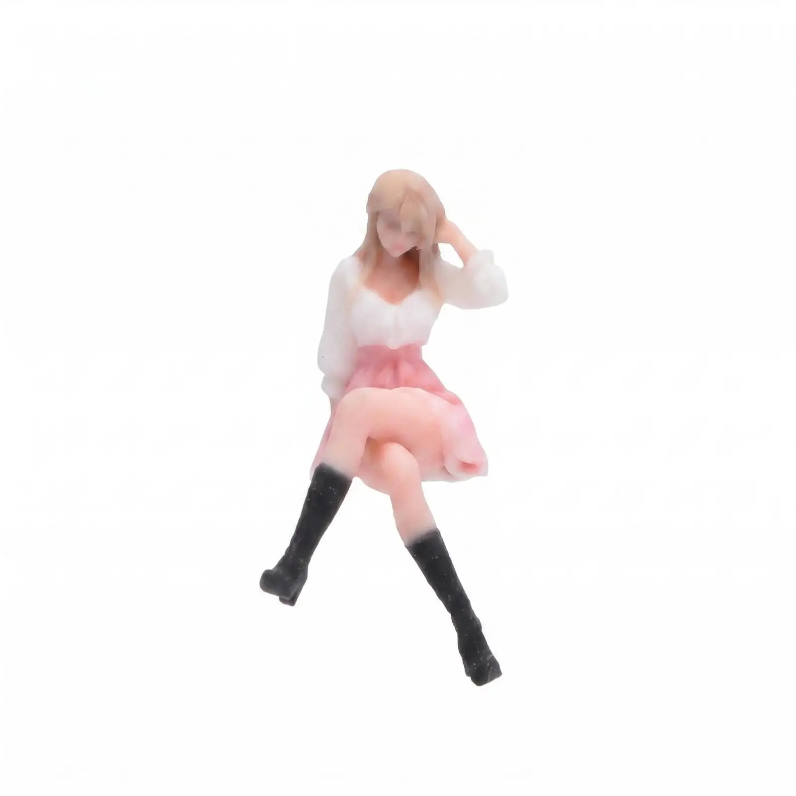 1/64 Scale Figurine Compact Size Seated Girl Figurine Realistic Details
