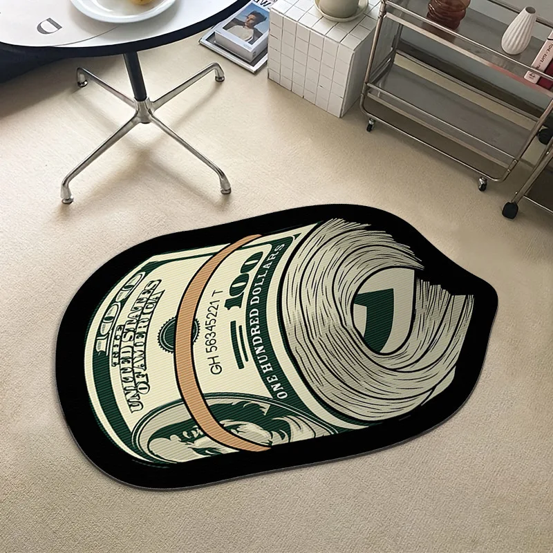 Creative Money Rug Cash Print Floor Mat Livingroom Bedroom Decoration Non-slip Bathroom Rug Photo Prop Halloween Xmas Home Decor