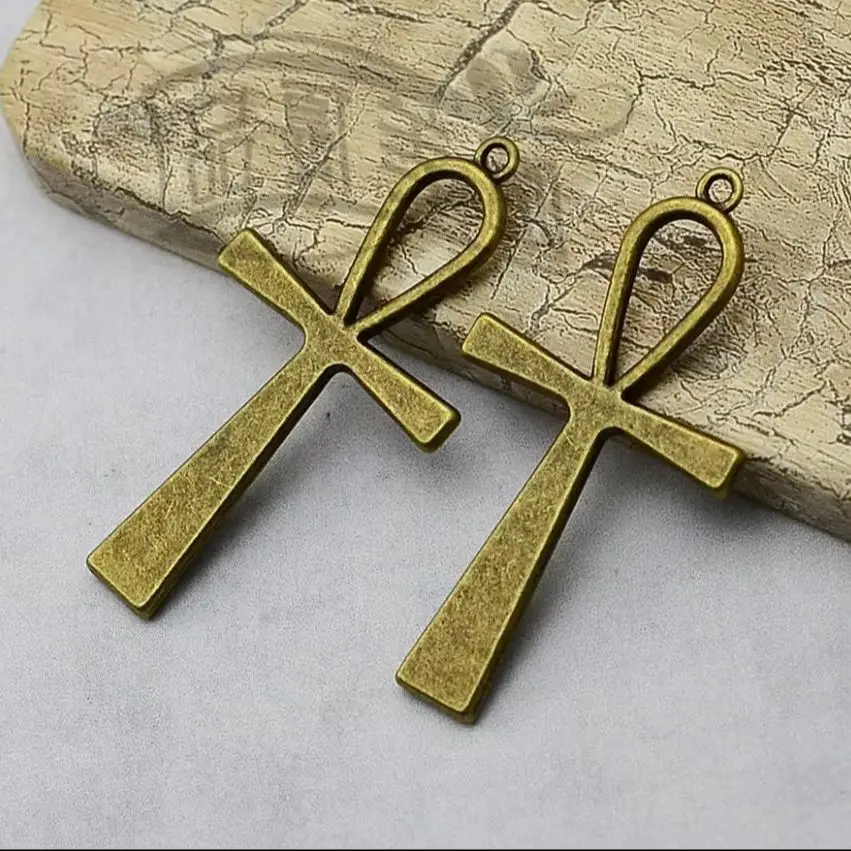 10pcs/Lot--52x28mm Antique Silver Plated/Bronze Plated Big Ankh Cross Charms Pendants For Diy Supplies Jewelry Making Accessory - view 5