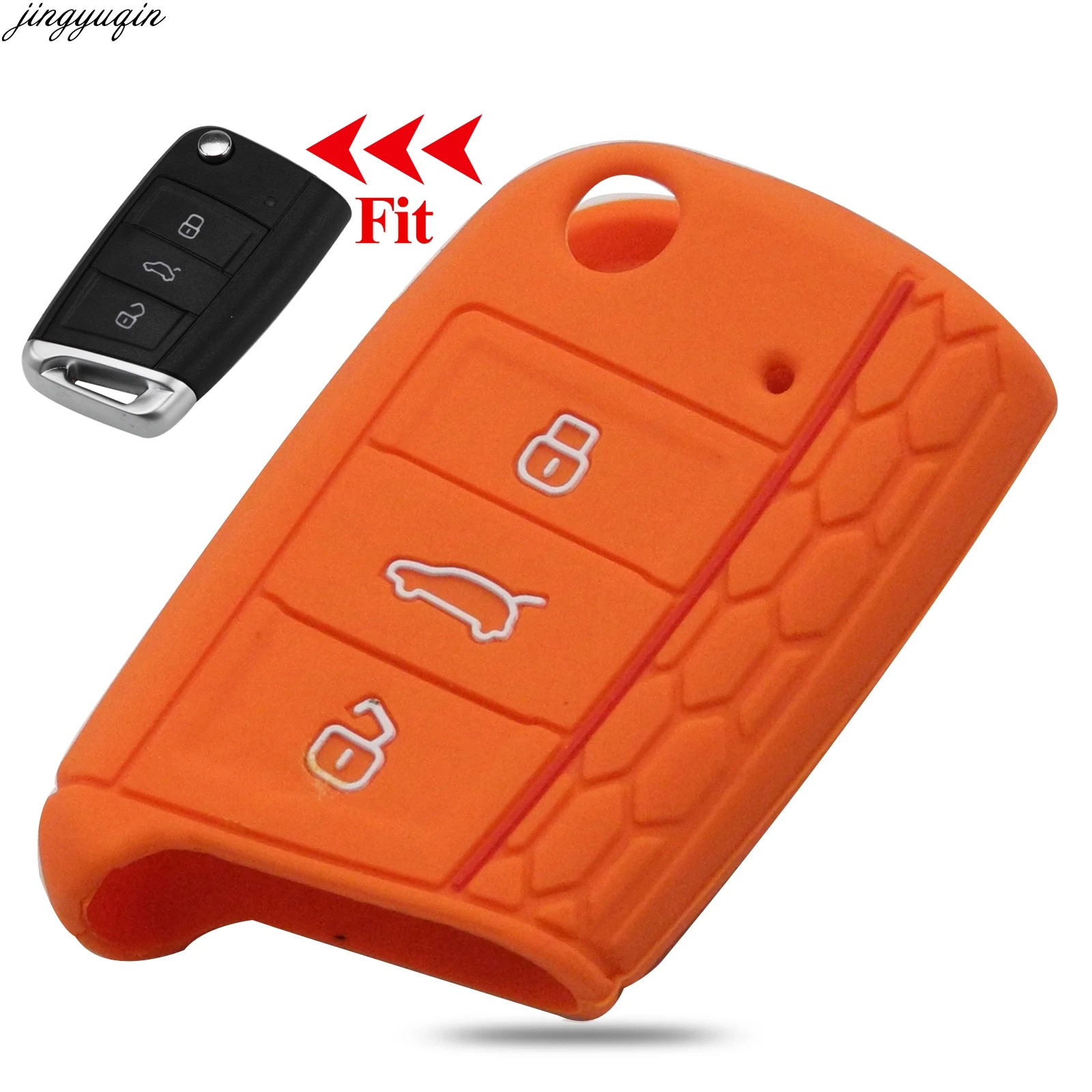 Jingyuqin 3BT Silicone Car Key Cover Case For VW Volkswagen Polo Golf 7 mk7 Tiguan SKODA Octavia A7 Kodiaq Karoq SEAT Ateca Leon