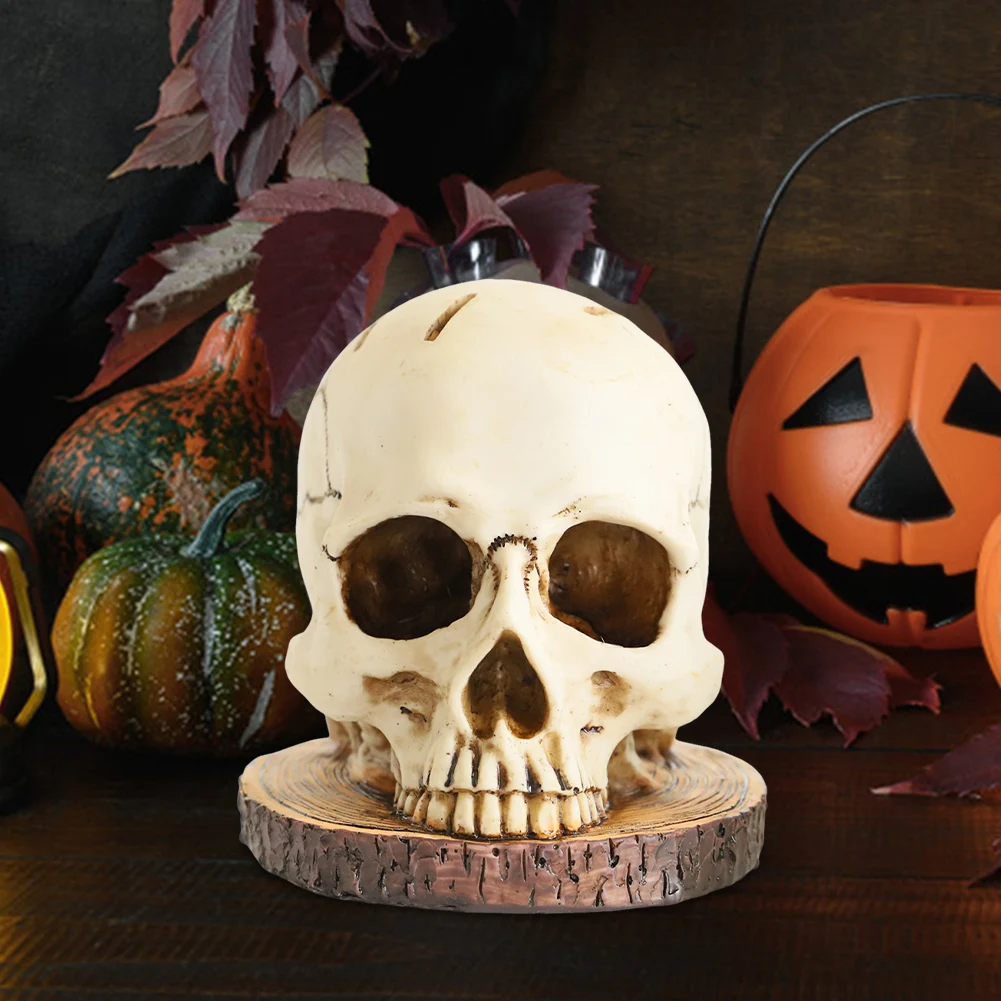 Rak penyimpanan pisau dapur horor, rak meja Resin atas tengkorak pemegang pisau dekorasi kerangka untuk pesta Halloween menakutkan