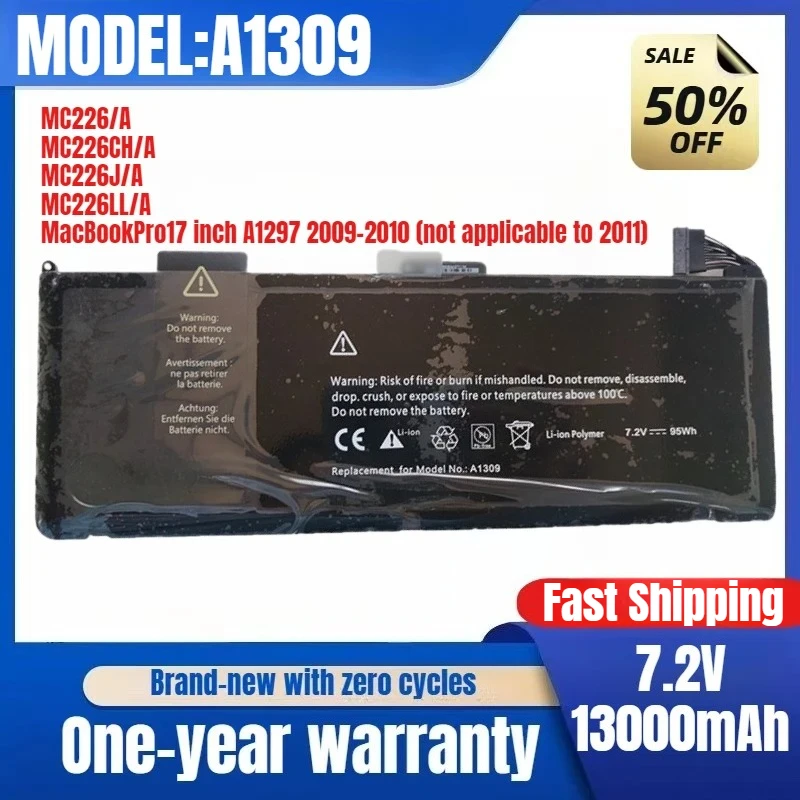 

Suitable for Apple MacBook Pro 17-inch A1297 2009-2010 A1309 Laptop Battery Replacement Battery Original Low Price