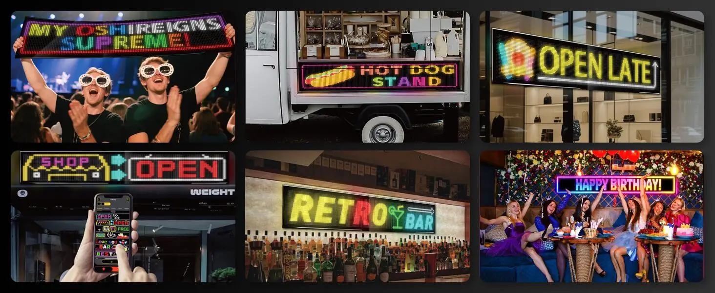 LED Scrolling Advertising Signs Flexible LED Display Bluetooth App Control DIY Text Pattern Animation for World Cup Bar Store