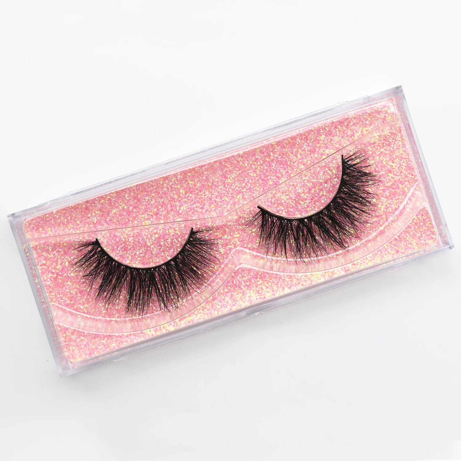 Round 3D Mink Lashes Reusable Eyelashes Medium Volume 16mm Mink Eyelashes Full Strip Lashes Wispy Mink Fake Eyelashes Makup Lash