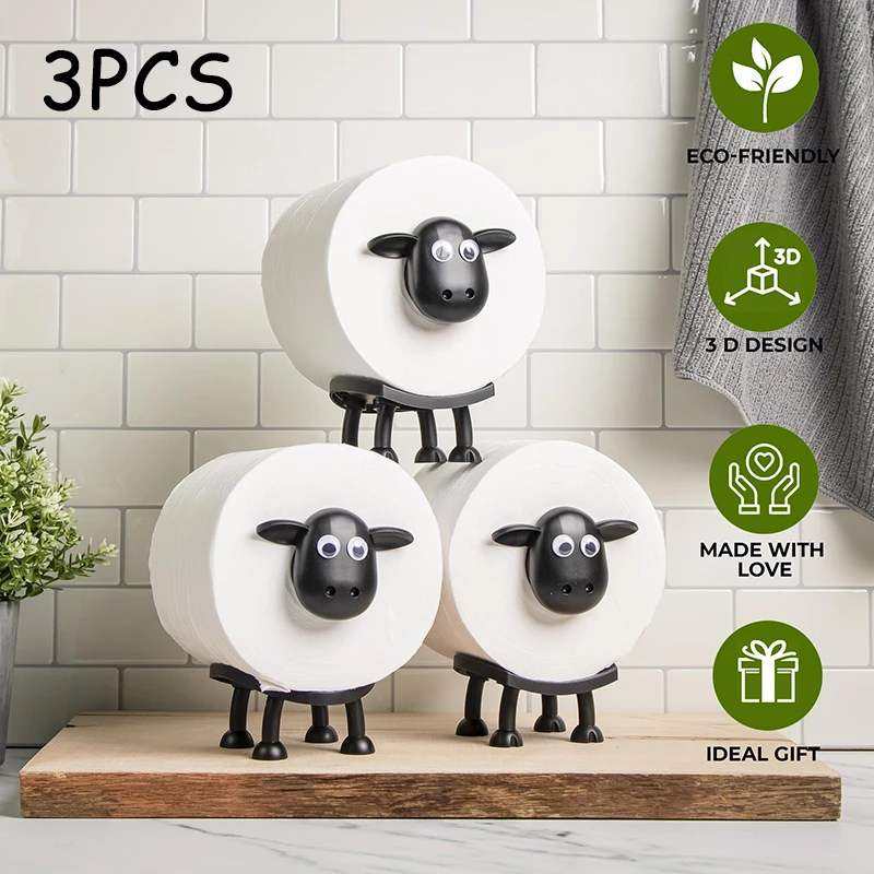 1/3PCS Cute Sheep Dog Shape Toilet Tissue Rack Free Standing Storage Roll Paper Holder Animal Shape Decorative Toilet Paper Rack