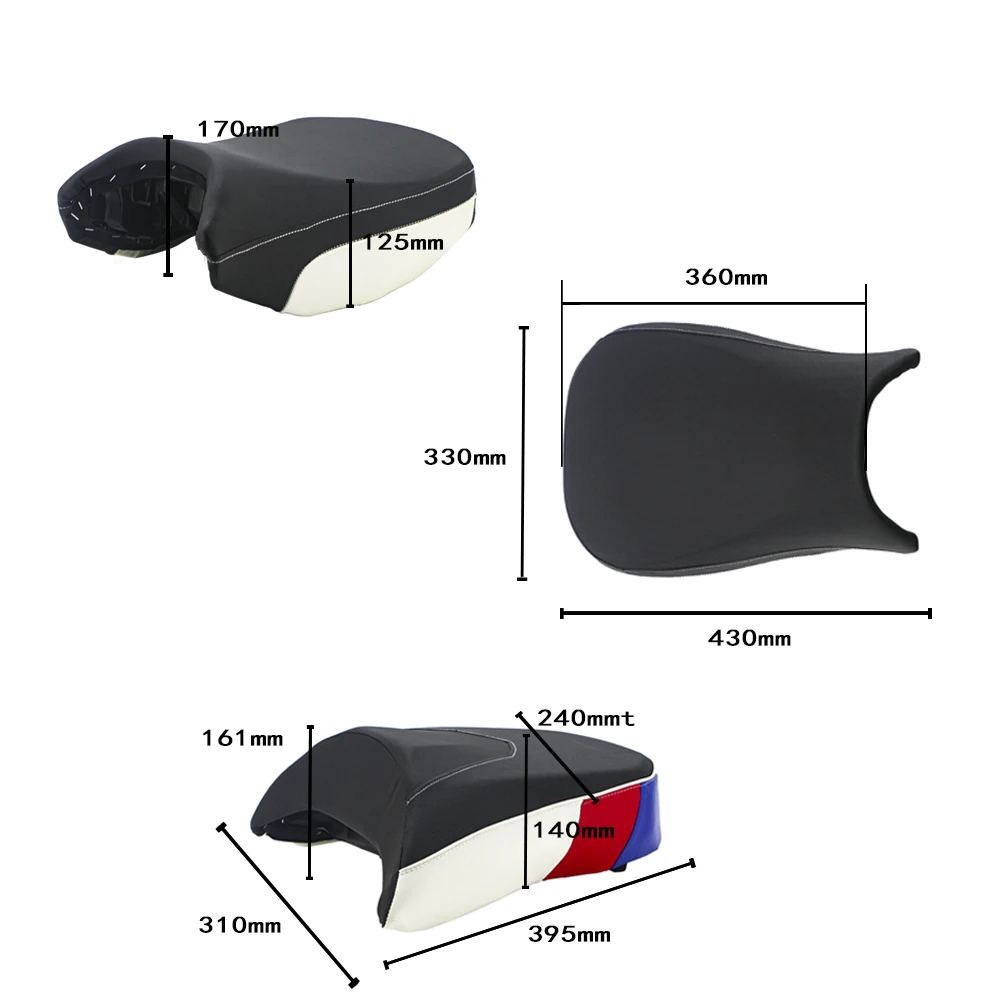 Frente da motocicleta assento traseiro pillion almofada para bmw r1200gs r1200 gs aventura r1250gs r 1250gs gsa passageiro sela assento capa