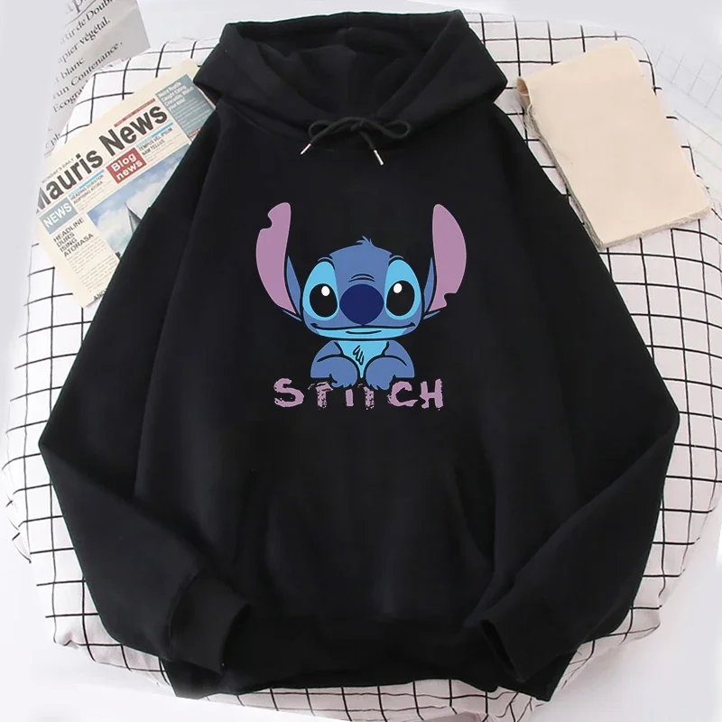 Disney Stitch Print Hoodie Top Autumn Sweatshirt Full Sleeve Clothes Cartoon Print Jacket Hoodie Unisex Style