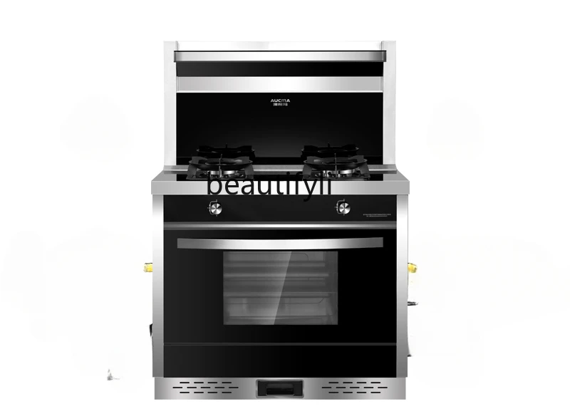 

Large capacity steamer range hood lower exhaust integrated kitchen stove digital touch anti-scalding