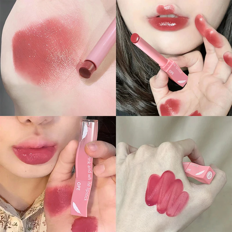 女の子と女性のためのミラーウォーターふっくらとしたリップグロス、高度に着色されたリップステイン、ピンク、光沢と保湿、長持ち