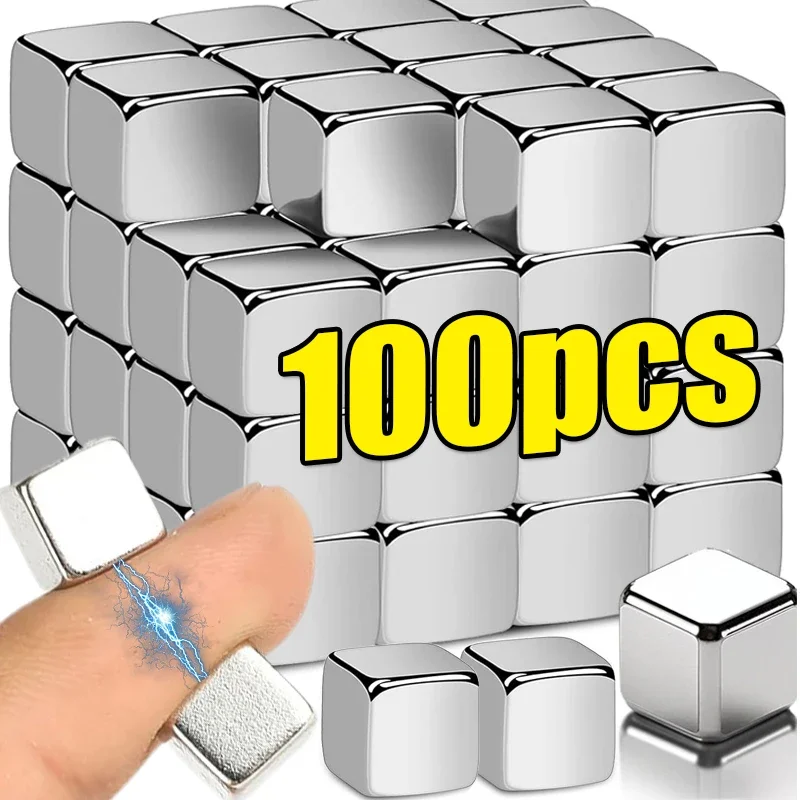 100/10pcs Strong Mini Magnets Cubes Neodymium Square Magnetic Block DIY Crafts for Fridge Whiteboard Samll School Office Magnet