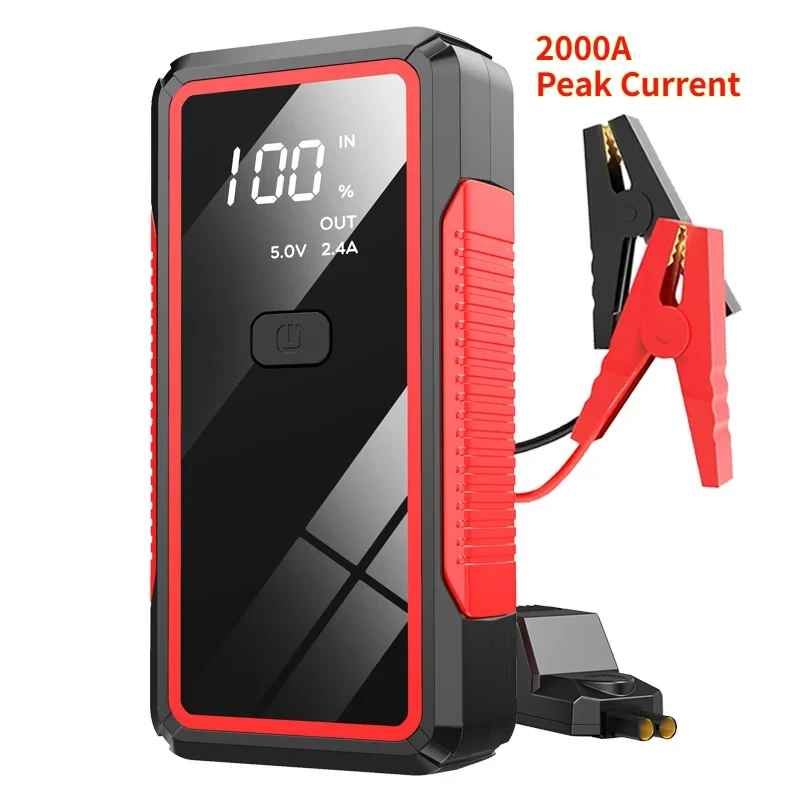 2000A 12V Auto Jump Starter Power Bank - Draagbaar batterijboosterpakket voor dode voertuigen, USB-oplader voor telefoons, noodstroom