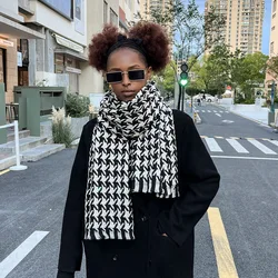 High Quality Chic Houndstooth Scarf Women Autumn Winter Warm Thick Long Muffler Female Versatile British Style Shawl Ladies