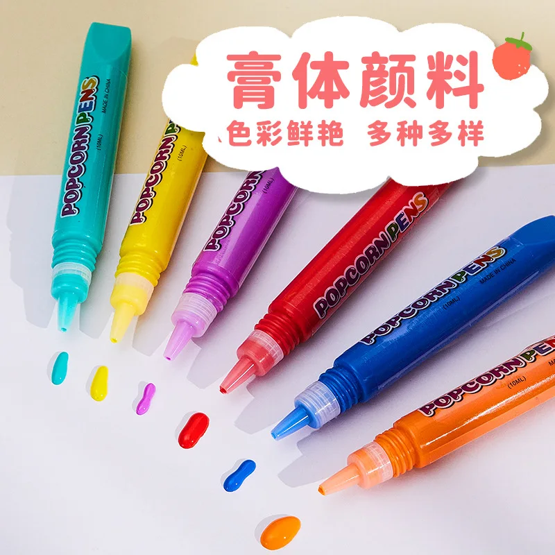 2 Sets Popcorn Paint Pens, 6 Colors 3D Puffy Bubble Markers, Heat Activated DIY Drawing Pens for Kids Art Crafts image 2