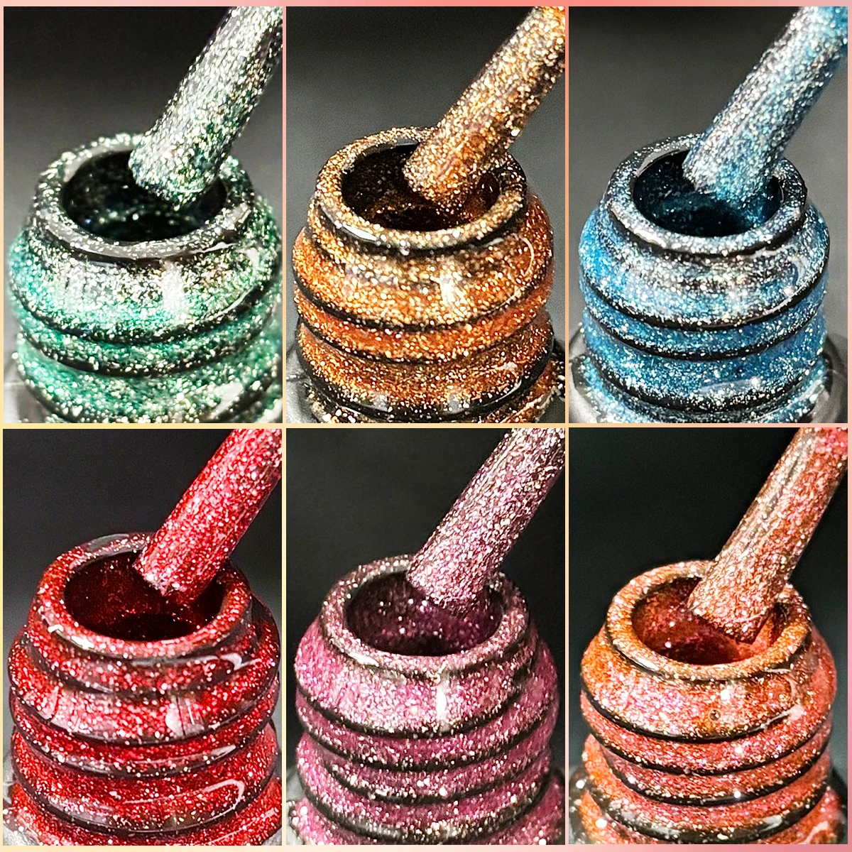 FTMY 3ピース グリッターシリーズ ネイルポリッシュセット、長持ちする秋のマニキュア輝き、LED硬化、DIYサロンネイル、強力で耐久性あり