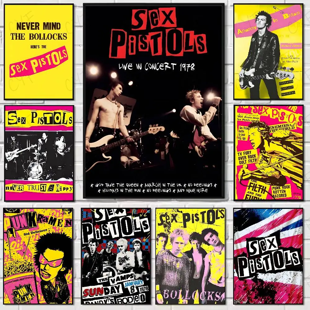 s-Sex p-Pistols Rock Band Poster HD art sticky wall waterproof home living room bedroom bar aesthetic decoration