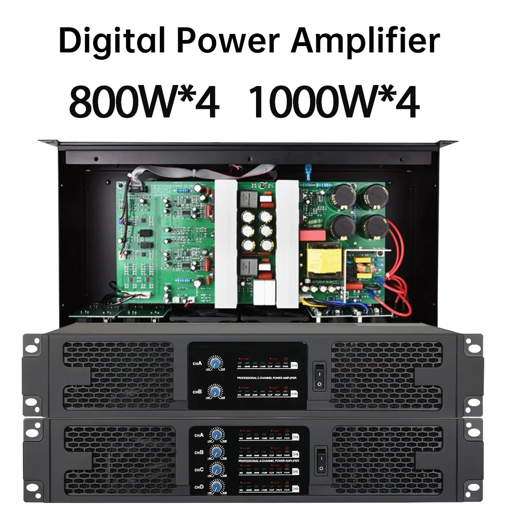 

Professional digital power amplifier system 800W 1000W pure post-stage high-power four-channel power amplifier stage performance