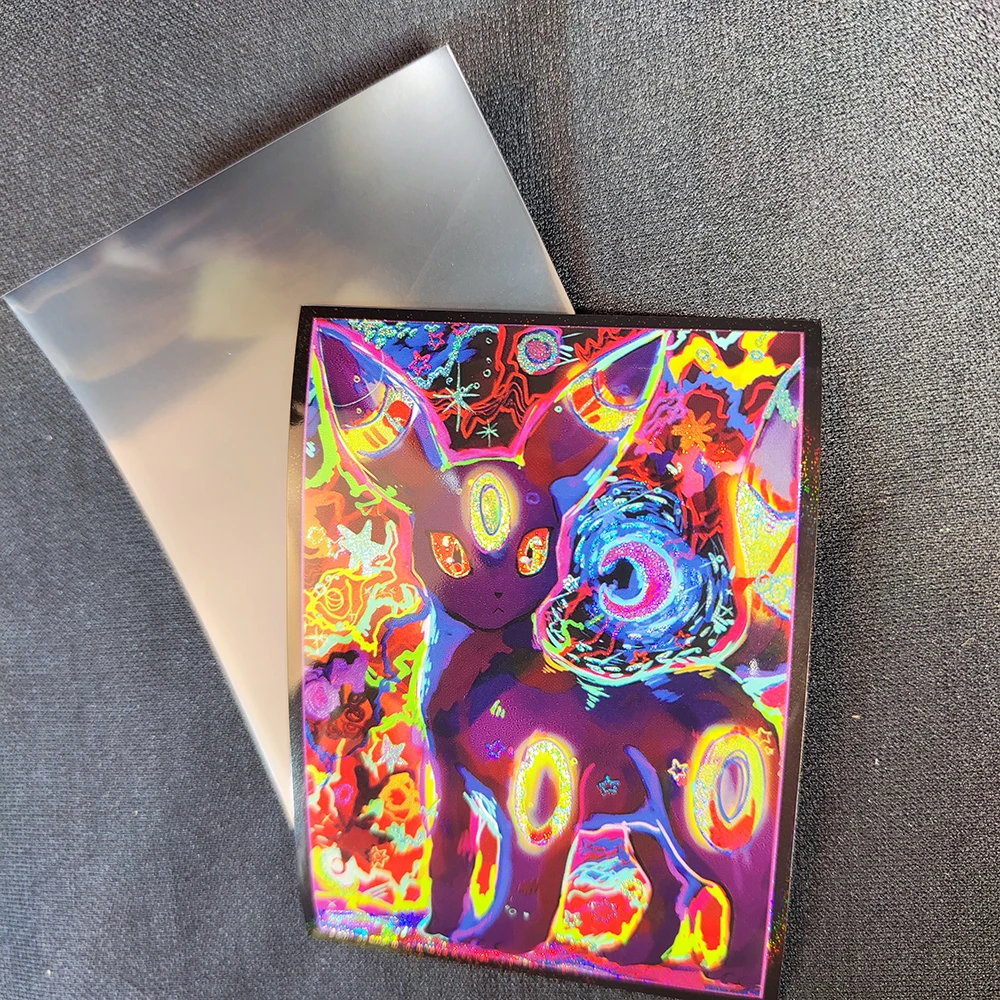 50PCS 66*91mm Holographic Anime Cards Sleeves Board Game Trading Card Protector Perfect Fit PTCG Card