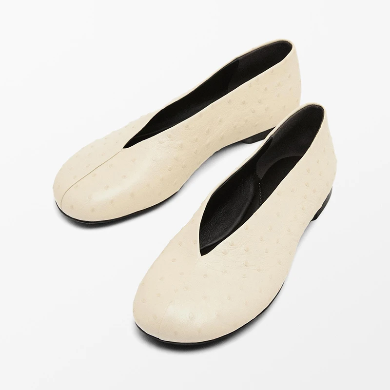 

Женские элегантные лоферы из воловьей кожи с круглым носком на плоской подошве без шнуровки с V-образным вырезом, мягкие удобные современные туфли для пригородных поездок