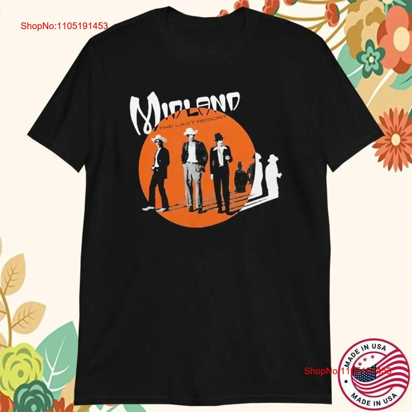 

Vtg Midland The Last Resort Heavy Cotton Black Full Size T Shirt For Men C376 vintage Washed homme Versatile Stretched