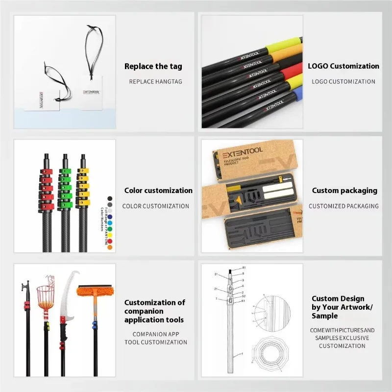 Customizable 18m Shrink Bar Full Carbon Fiber Telescopic Bar 3K100% C Material High Intensity Movement
