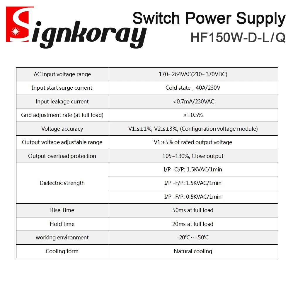 SignkoRay-Interruptor de fuente de alimentación para láser Galvo, conjunto de cabezal y energía Solar, HF150W-D-L + 15V5A -15V5A HF150W-D-Q + 24V4A -24V4A