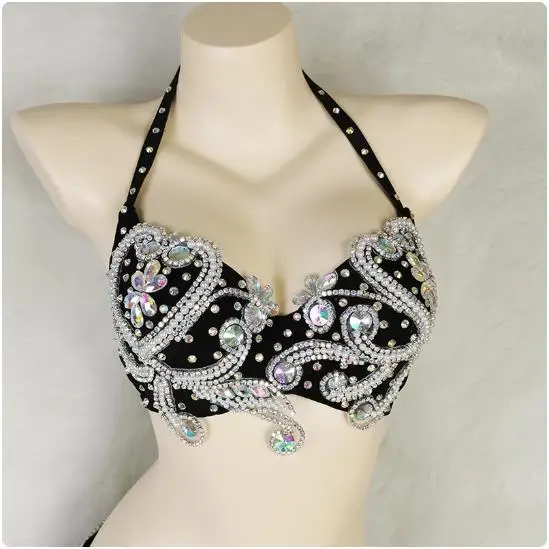 Carnival Samba show Crystal Crystal Belly dancing Costume+Belt 2pc Set Ladies Belly Dance bikini club party outfit Bar