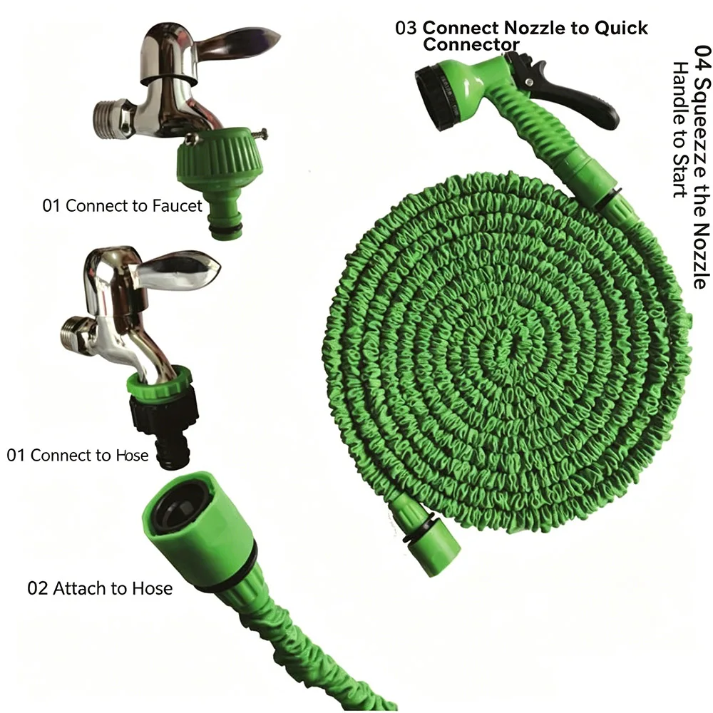 High Pressure Water Gun with 25FT-100FT Retractable Hose Multifunctional Tool for Car Cleaning Garden Watering Floor Washing
