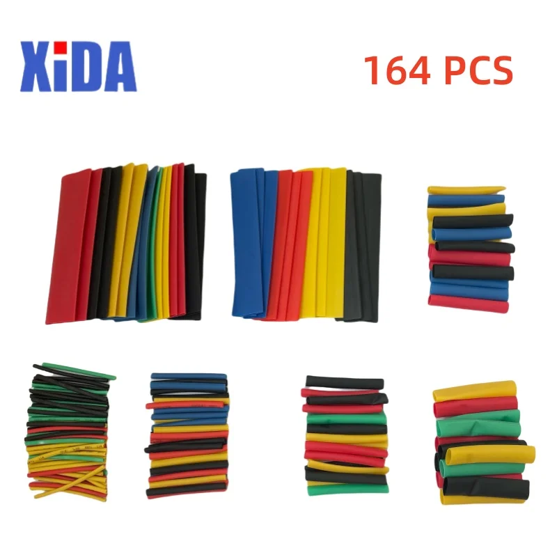 164 Pcs/set 2:1 Heat Shrink Tube Kit Insulation Sleeving Wire Shrink Wrap for Wires Repairs Soldering Automotive Wiring