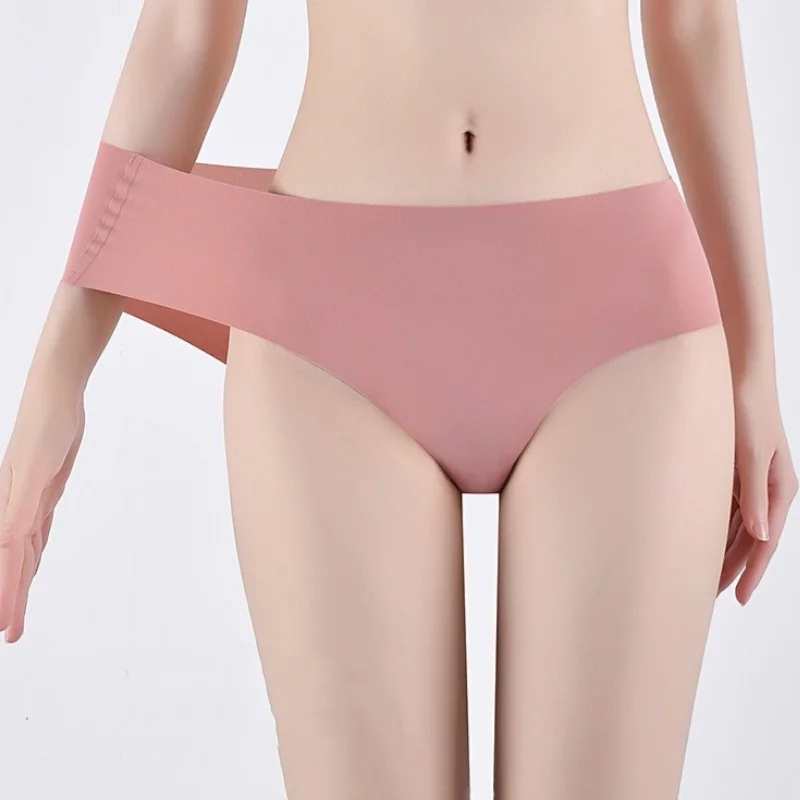 2Pcs/Set Seamless Panties Women Briefs Glossy Underwear Female High Waist Panties Summer Soft Underpants Sexy Lingerie