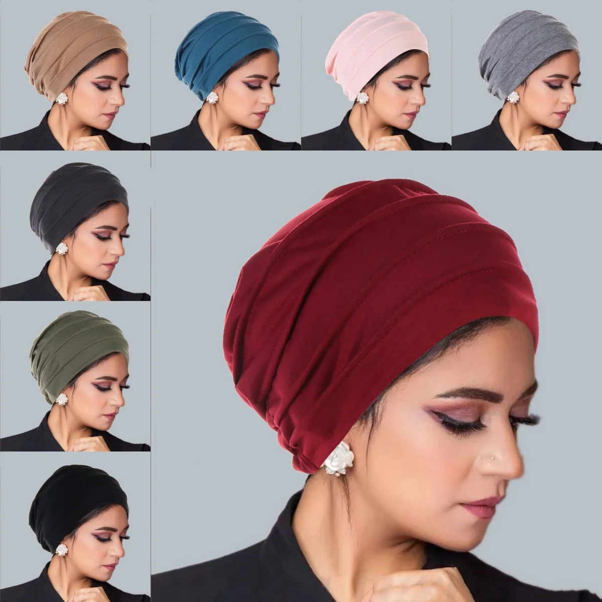 

Новый мусульманский жатый тюрбан, однотонный женский хиджаб, исламская химиотерапия, головной платок, женский головной платок, шарф-хиджаб
