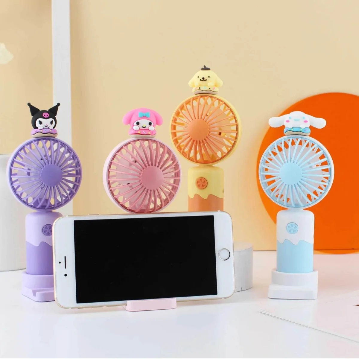 

New Sanrio Handheld Cinnamoroll Kuromi Anime Kawaii Fan Cute My Melody Usb Charging Fan Two-Speed Wind Toys for Kids