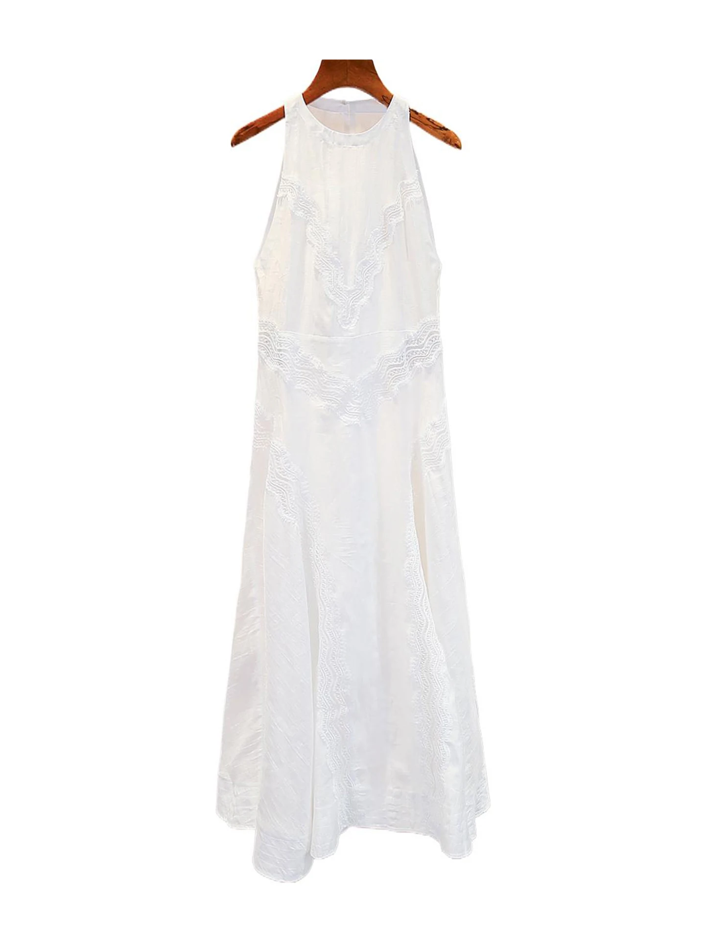 เสื้อกั๊กปักลายฉลุ Ele Long ทรงเอไลน์เอวสูง Dr ทรงเข้ารูป ผอมเพรียว สำหรับฤดูร้อน 2025 แฟชั่นผู้หญิง เหมาะสำหรับใส่ไปทำงาน