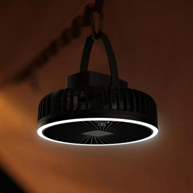 Ventilatore da campeggio 10000Mah Circolatore d'aria portatile da tavolo ricaricabile Ventilatore elettrico da soffitto wireless con treppiede di alimentazione Bianco durevole