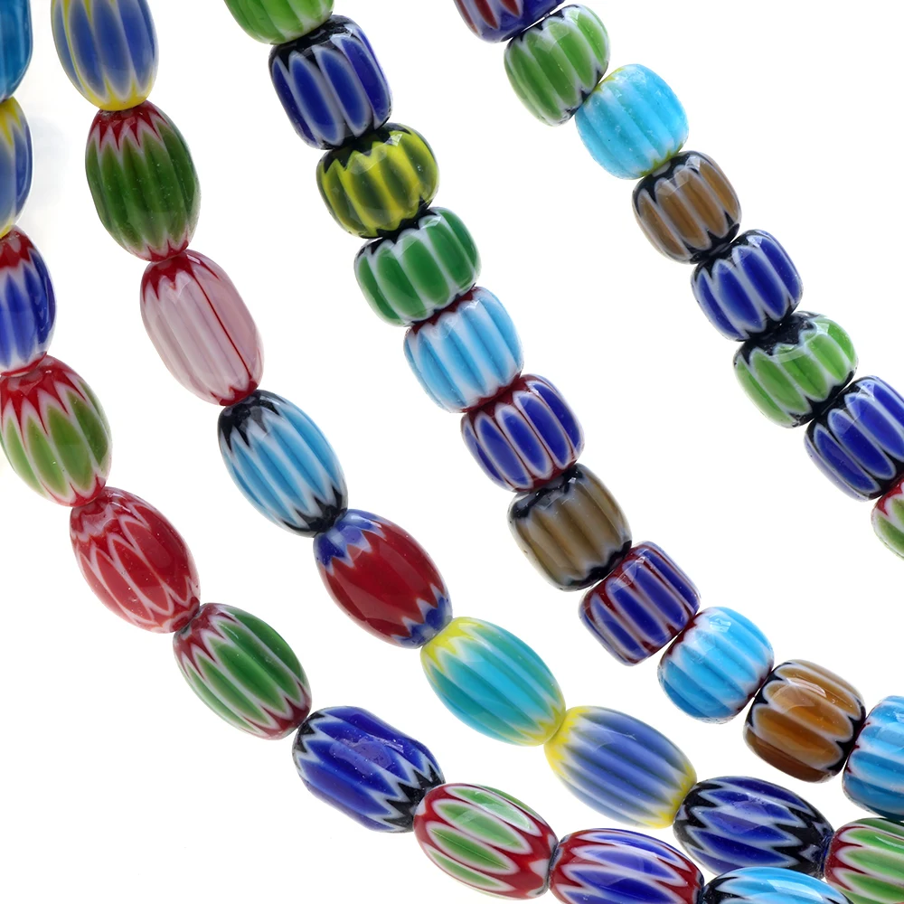 

8/12MM 24pcs/Lot Mixed Color Nepal Lampwork Glass Beads Irregular Bucket Shape DIY Bracelet Choker Necklace Jewelry Making