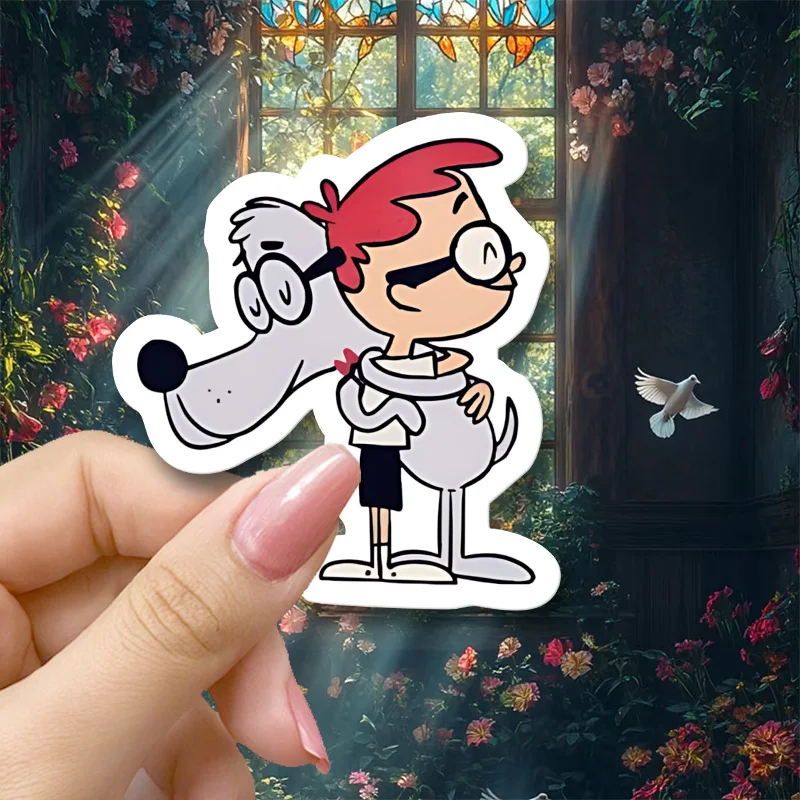 Pegatina de Vinilo de Mr. Peabody y Sherman, Duradera y Fácil de Aplicar, Ideal para Computadoras Portátiles, Botellas de Agua, Tazas, Automóviles
