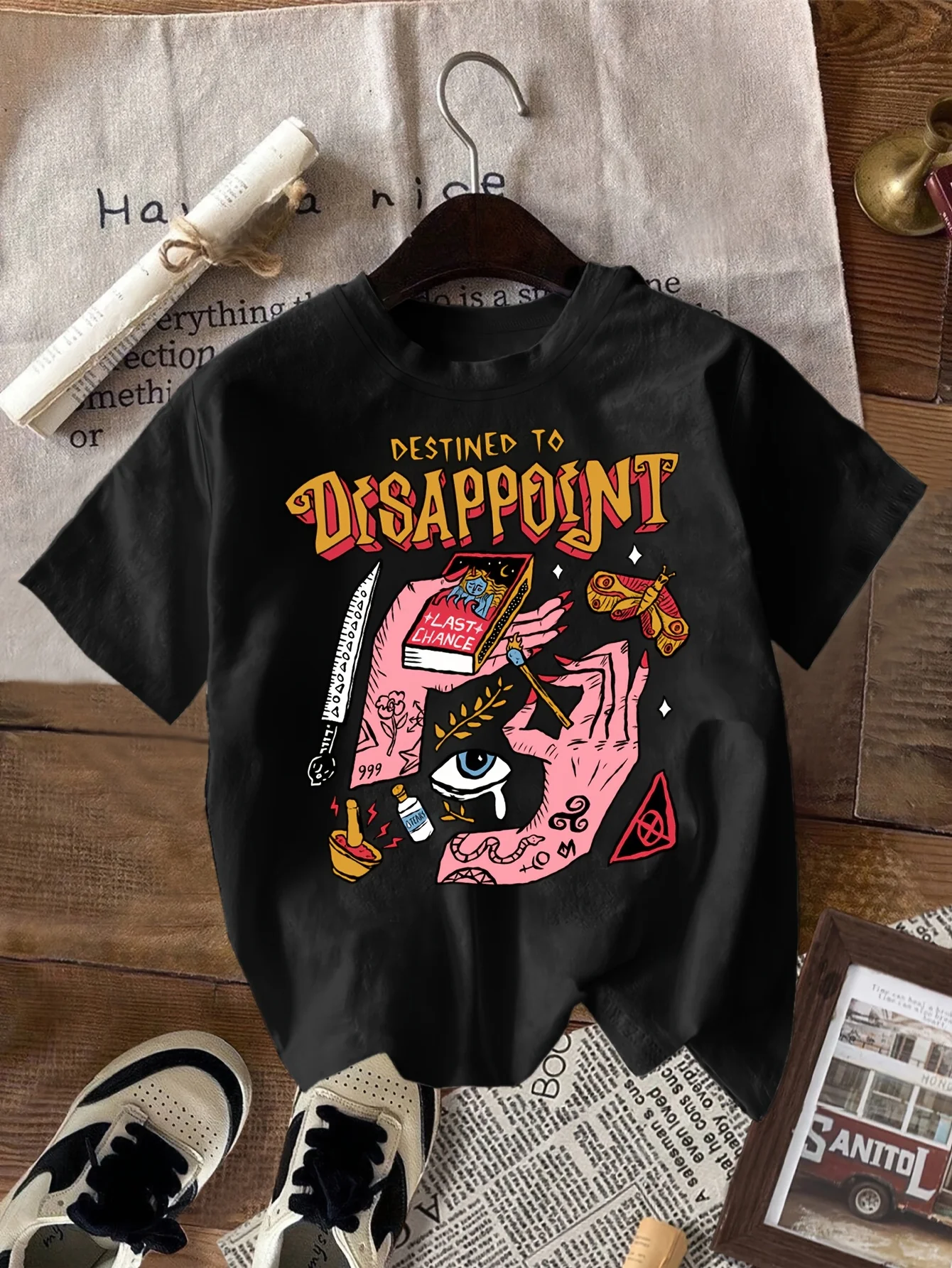 Summer Destined To Disappoint Prints Baumwoll-T-Shirts für Damen, Basic-T-Shirt mit O-Ausschnitt, Oversize-T-Shirt, kurzärmelige Oberteile, lässige Damenkleidung