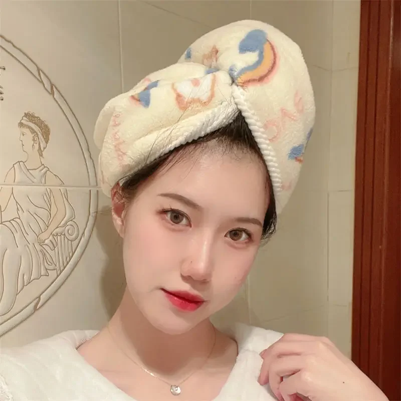 Cartoon Printed Shower Caps Women Water-absorbent Dry Hair Cap Soft Hair Cap Towels Household Bathroom Accessories Headscarf