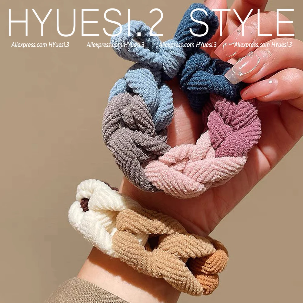 Colorful Bowknot Braided Hait Ties Ropes High Elastic Thickened Ponytail Holders Rubber Band Women Girls Simple Headwear