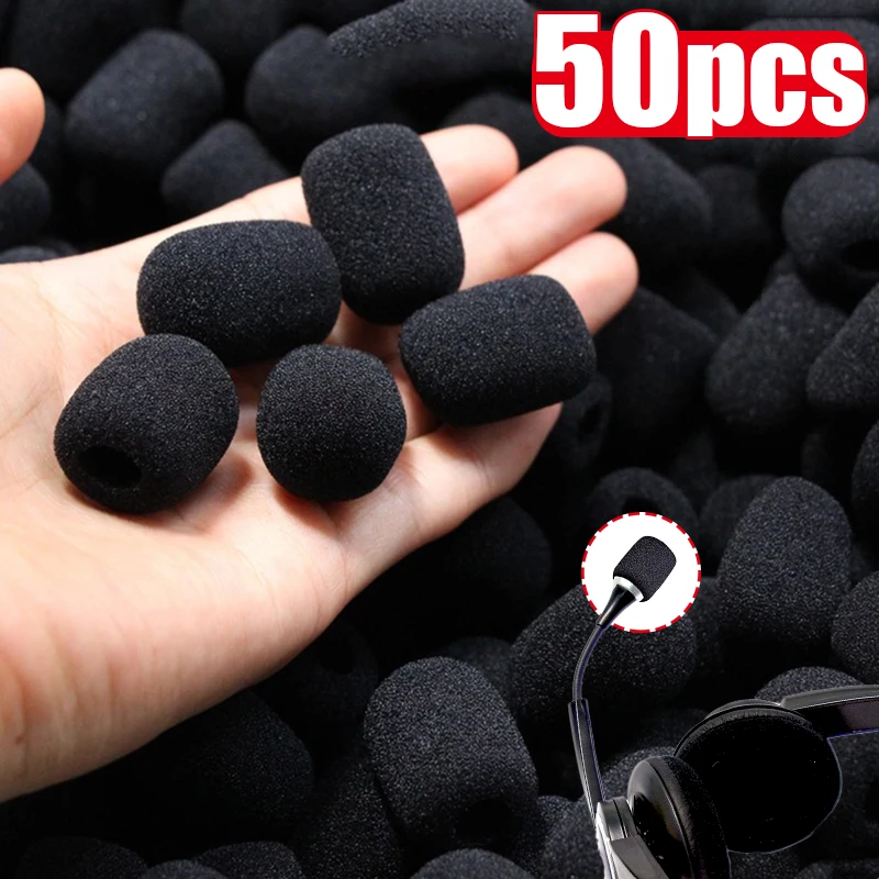 50-10pcs Mini High Density Foam Microphone Windscreen Mic Covers Headset Protection for Lavalier Microphones Noise Reduction