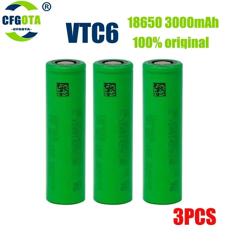 10PCS Original 18650 3.7V 3.0Ah Li-ion Rechargeable Battery for SONY Us18650 VTC6 Toys DIY Power Tools Battery Flashlight