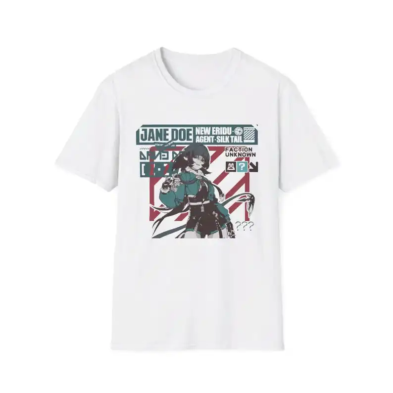 Jane Doe Zenless Zone Zero Stylish Streetwear Graphic Tee | ZZZ Anime Girl Manga Monochrome Inspired Aesthetic Unisex Softstyle