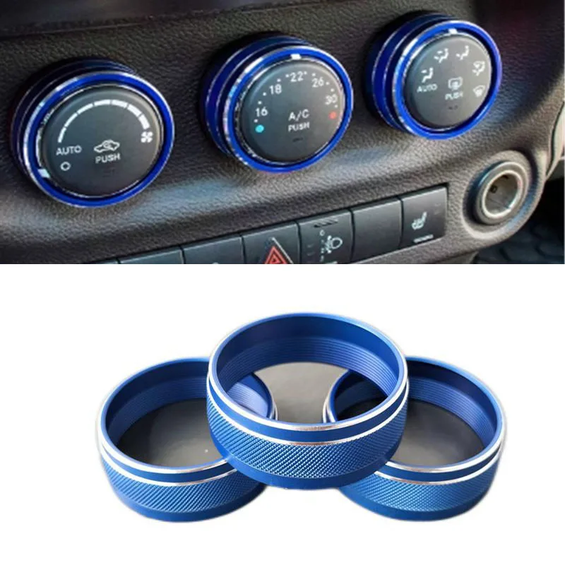 

3Pcs Aluminum Alloy For 08-12 Jeep Liberty 08-14 Dodge Challenger Central Control Air Conditioning Knob Heat Switch Button Cover