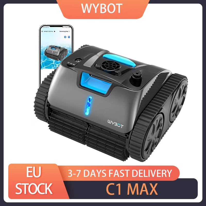 WYBOT C1 MAX Cordless Pool Robot Vacuum with APP, 180-240min Runtime, 3 Cleaning Modes, Wall Climbing, 65W Suction Power