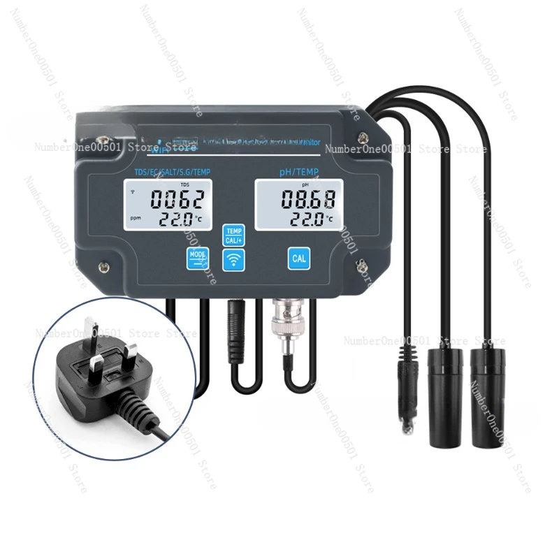 Online detector 6 in 1 digital pH TDS/EC salinity marine fish tank culture tester