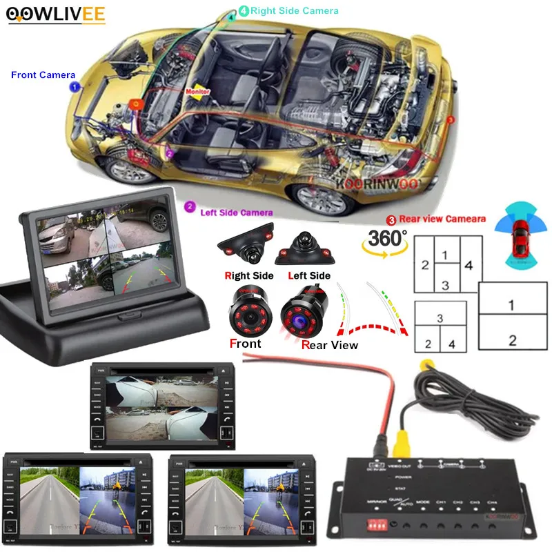 Rear View Camera Auto Night Vision Front Cam Parking Intelligent System Monitor 360 Around View Vehicle Electronic Accessories