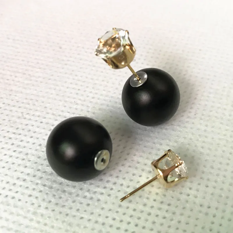 New Fashion Double Sides Matt Candy Color Round Ball Stud Earrings For Lady Crystal Jewelry Accessories Wholesale