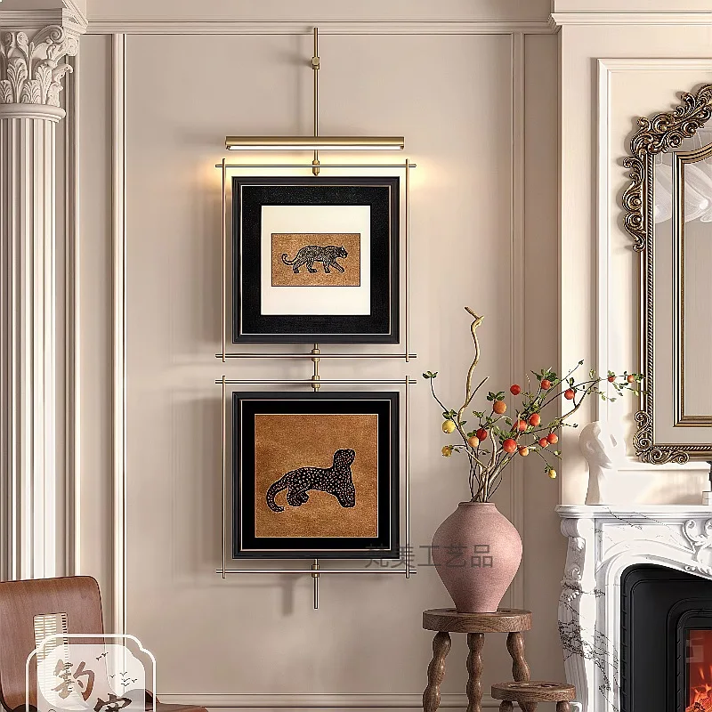 Wall Lamp with Decorative Painting, Dual Hanging Art Light, Atmosphere Fixture for Entrance
