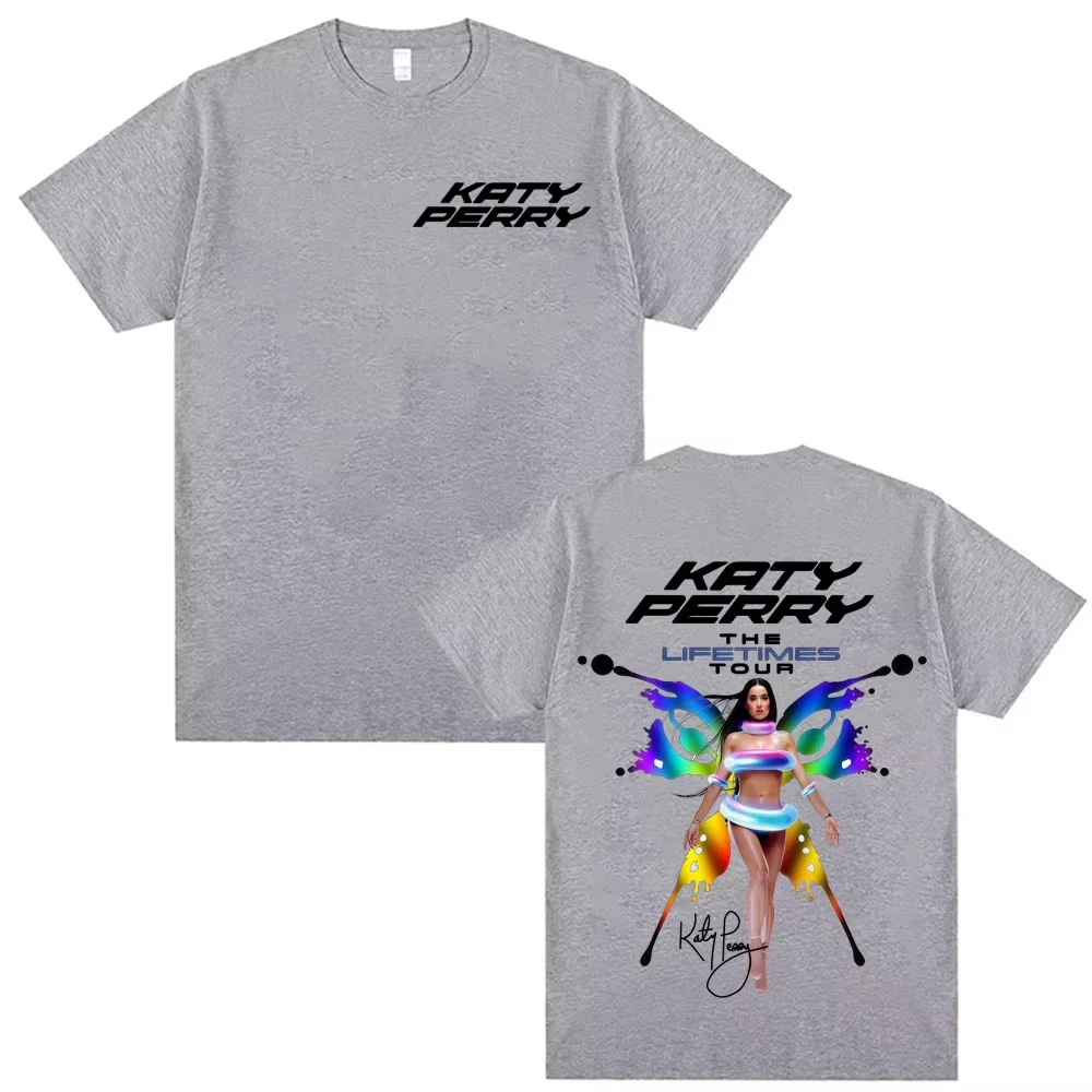 Sänger Katy Perry The Lifetime Europe Tour 2025 T-Shirt Herren Damen Harajuku Mode Ästhetik T-Shirts Lässiges übergroßes T-Shirt