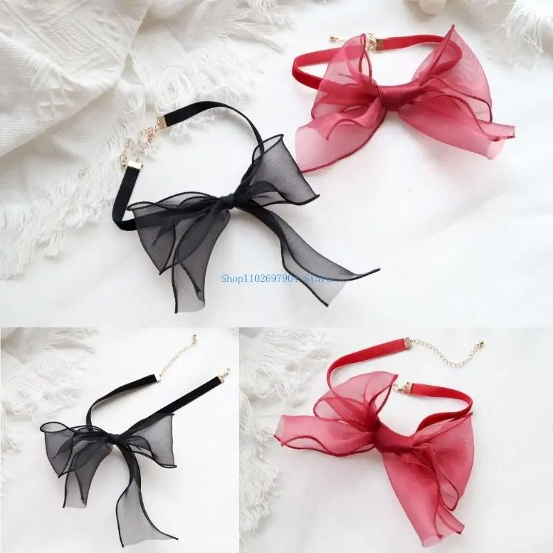 

N7YF Bowknot Choker Lolit Choker Bowtie Choker Bow Choker Necklace Choker Goth Choker Clavicle Chain Vintage Choker